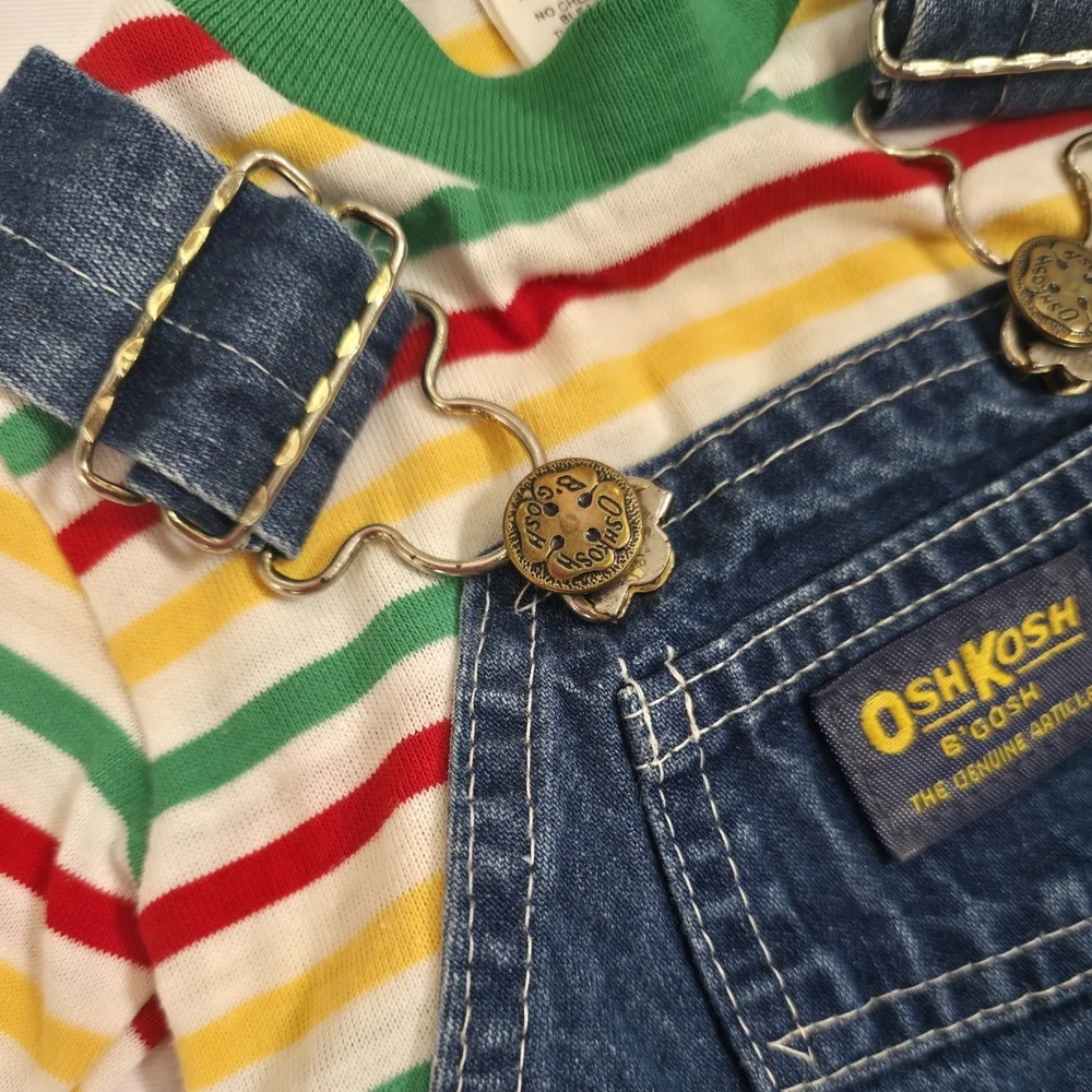 Vintage OshKosh B’Gosh Baby Overall Set USA Made 80s S Cotton